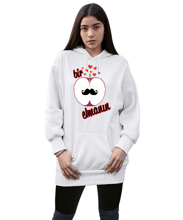 Tisho - aşk sevgi sevgili tasarımları Kadın Uzun Hoodie Kapüşonlu Sweatshirt