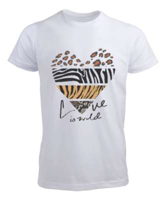 Aşk Vahşidir, Love is Wild Kalp Baskılı Beyaz Erkek Tişört - Tisho