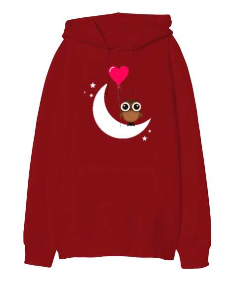 Tisho - Aşk ve Sevgi V1 Kırmızı Oversize Unisex Kapüşonlu Sweatshirt