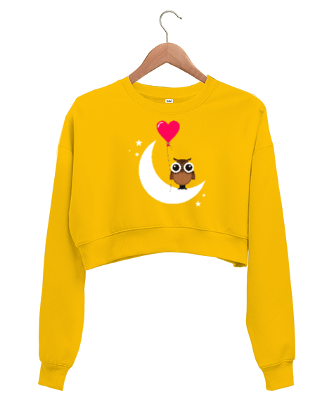 Tisho - Aşk ve Sevgi V1 Sarı Kadın Crop Sweatshirt