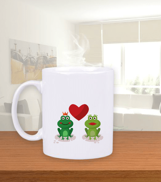 Tisho - aşk, yeşil, kırmızı, kurbağa Beyaz Kupa Bardak