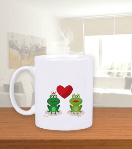 aşk, yeşil, kırmızı, kurbağa Beyaz Kupa Bardak