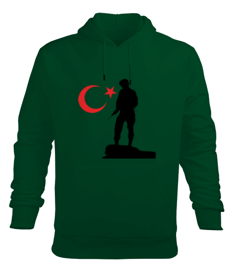 Tisho - Asker Temalı Erkek Kapüşonlu Hoodie Sweatshirt