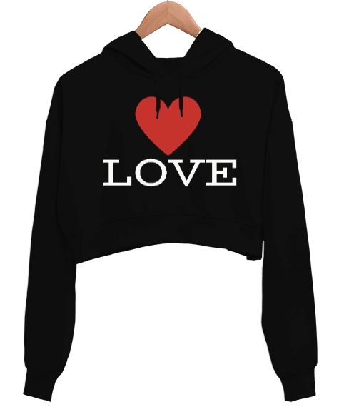 Tisho - Aşkın Benimle Kadın Crop Hoodie Kapüşonlu Sweatshirt