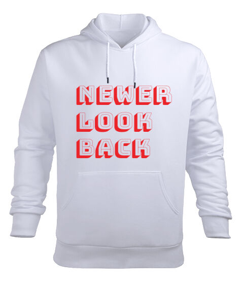 Tisho - Asla Arkana bakma Beyaz Erkek Kapüşonlu Hoodie Sweatshirt