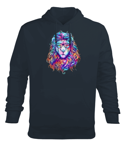 Tisho - Aslan Baskılı Erkek Kapüşonlu Hoodie Sweatshirt