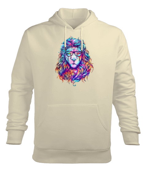 Tisho - Aslan Baskılı Erkek Kapüşonlu Hoodie Sweatshirt