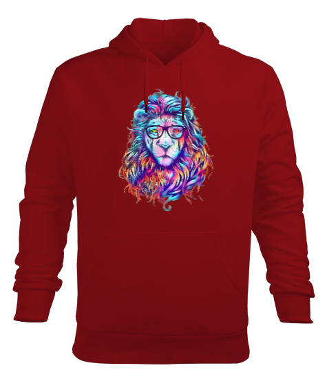 Tisho - Aslan Baskılı Erkek Kapüşonlu Hoodie Sweatshirt