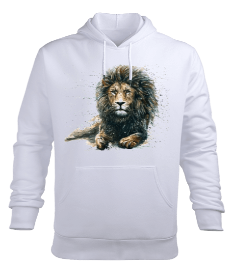 Tisho - Aslan baskılı Erkek Kapüşonlu Hoodie Sweatshirt