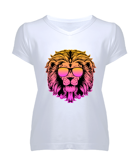 Tisho - aslan Kadın V Yaka Tişört