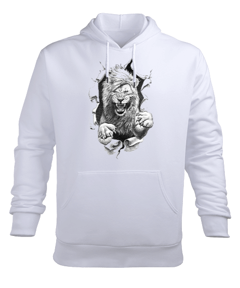 Tisho - Aslan Tasarım Erkek Kapüşonlu Hoodie Sweatshirt