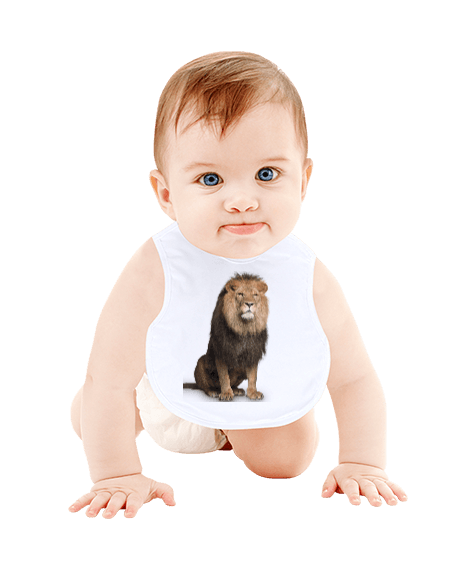 Tisho - Aslan tasarımı Bebek Mama Önlüğü
