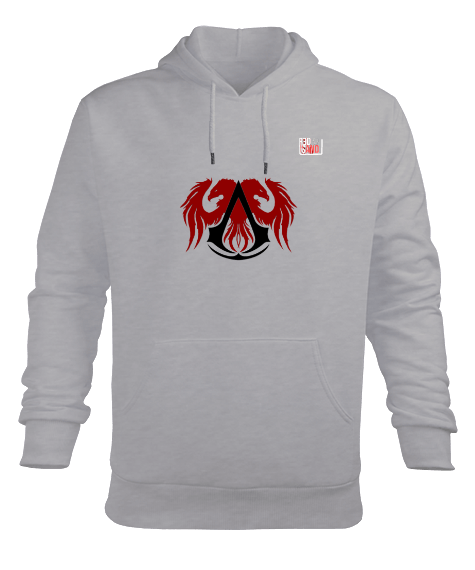 Tisho - assassins creed Gri Erkek Kapüşonlu Hoodie Sweatshirt