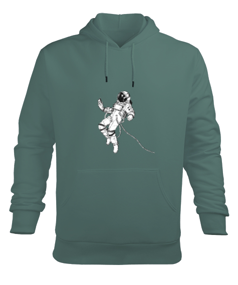 Tisho - Astranot tasarımlı Çağla Yeşili Erkek Kapüşonlu Hoodie Sweatshirt