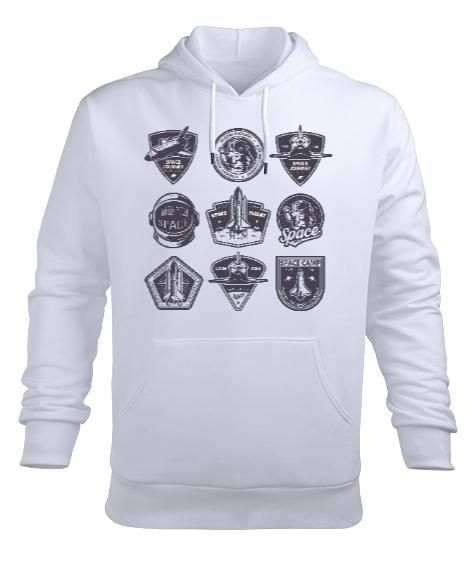 Tisho - Astronaut Beyaz Erkek Kapüşonlu Hoodie Sweatshirt