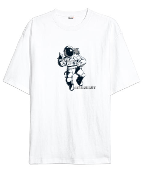 Tisho - Astronaut Beyaz Oversize Unisex Tişört