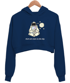 Tisho - astronaut Kadın Crop Hoodie Kapüşonlu Sweatshirt