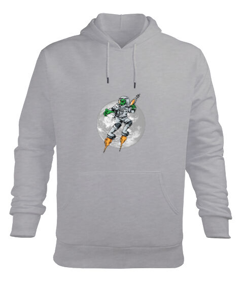 Tisho - Astronot dünya dışı Gri Erkek Kapüşonlu Hoodie Sweatshirt