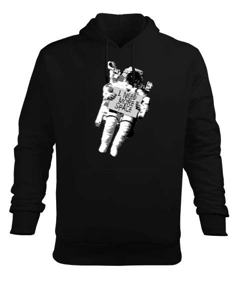 Tisho - Astronot, I Need More Space Tasarım Baskılı Erkek Kapüşonlu Hoodie Sweatshirt