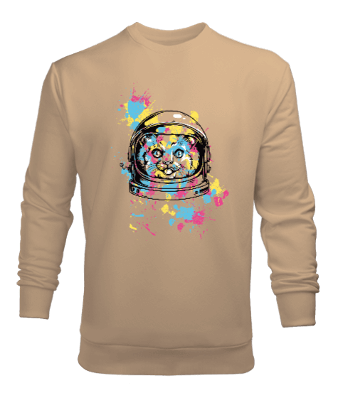 Tisho - Astronot Kedi Baskılı Erkek Sweatshirt