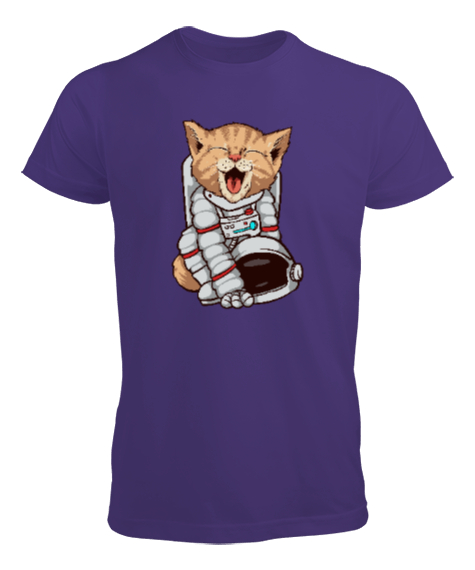 Tisho - Astronot Kedi - Cat Mor Erkek Tişört