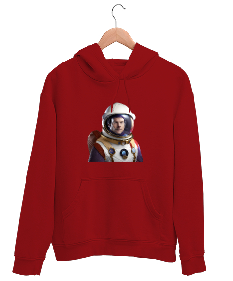 Tisho - Astronot Kırmızı Unisex Kapşonlu Sweatshirt
