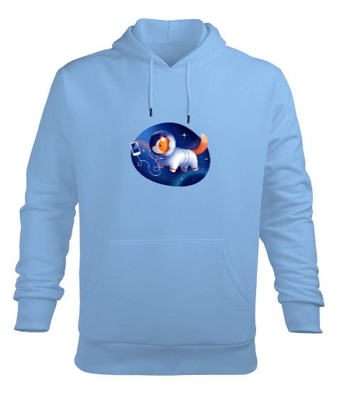 Tisho - astronot köpek Erkek Kapüşonlu Hoodie Sweatshirt