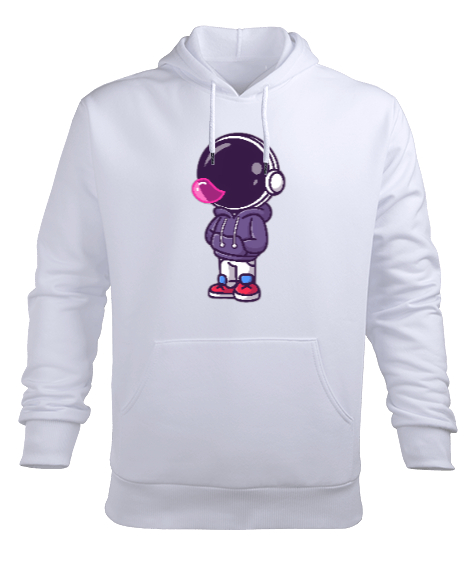 Tisho - Astronot Man Beyaz Erkek Kapüşonlu Hoodie Sweatshirt