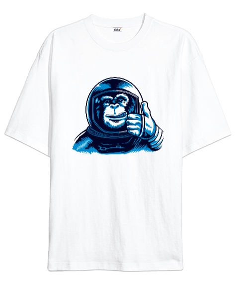 Tisho - Astronot Maymun Baskılı Oversize Unisex Tişört