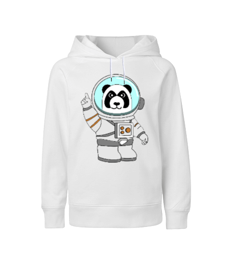 Tisho - Astronot panda Çocuk Unisex Hoodie Kapüşonlu