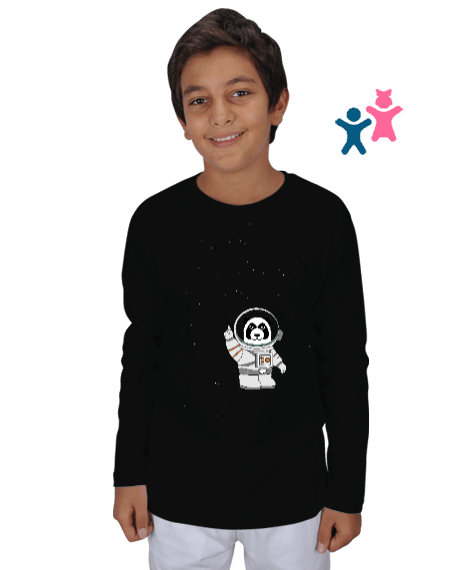 Tisho - Astronot panda Çocuk Unisex Uzunkollu