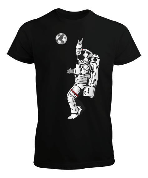 Tisho - Astronot Temalı Siyah-Beyaz Erkek Tişört