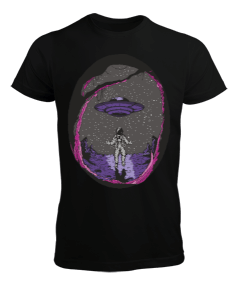 Tisho - Astronot, Ufo ve Galaksi, Özel Çizim Tasarım Erkek Tişört
