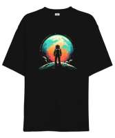 Astronot v11 Siyah Oversize Unisex Tişört - Tisho