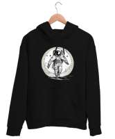 Astronot v12 Siyah Unisex Kapşonlu Sweatshirt - Tisho
