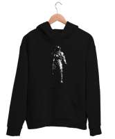 Astronot ve Uzay Siyah Unisex Kapşonlu Sweatshirt - Tisho