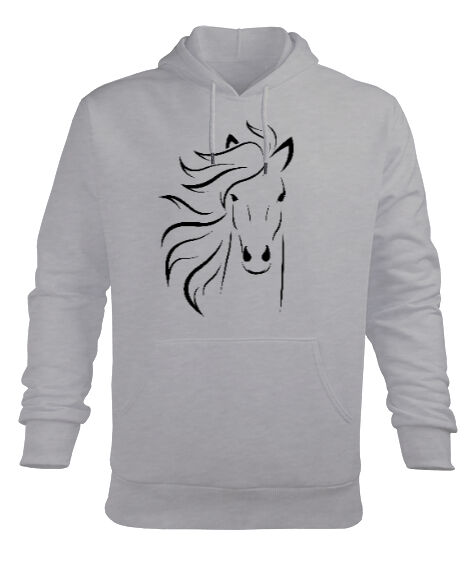 Tisho - At Gri Erkek Kapüşonlu Hoodie Sweatshirt