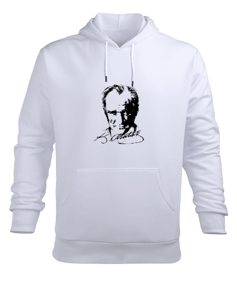 Tisho - Atatürk 10 Kasım Beyaz Erkek Kapüşonlu Hoodie Sweatshirt