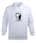 Atatürk 10 Kasım Beyaz Erkek Kapüşonlu Hoodie Sweatshirt - Tisho