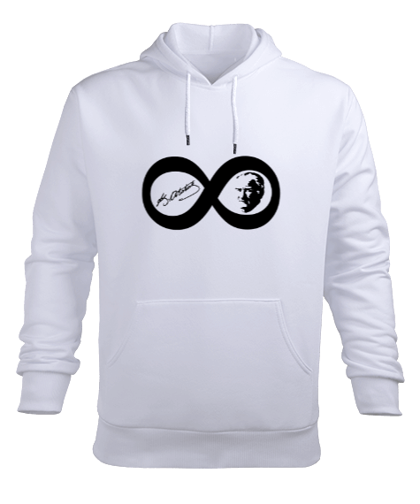 Atatürk 10 Kasım Sonsuza Kadar İmzalı Tasarım Beyaz Erkek Kapüşonlu Hoodie Sweatshirt - Tisho