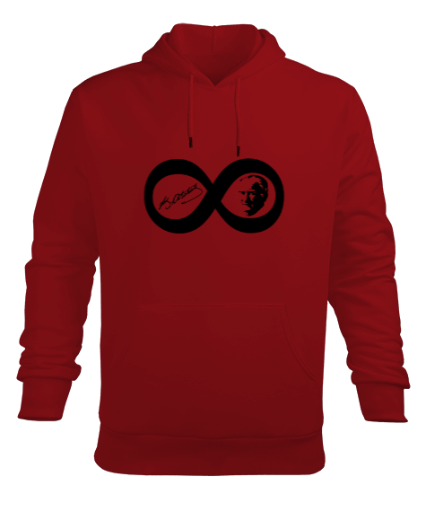 Atatürk 10 Kasım Sonsuza Kadar İmzalı Tasarım Kırmızı Erkek Kapüşonlu Hoodie Sweatshirt - Tisho