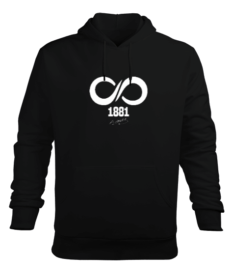 Atatürk 1881 10 Kasım Sonsuza Kadar Baskılı Siyah Erkek Kapüşonlu Hoodie Sweatshirt - Tisho