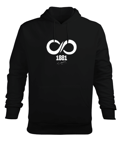 Tisho - Atatürk 1881 10 Kasım Sonsuza Kadar Baskılı Siyah Erkek Kapüşonlu Hoodie Sweatshirt