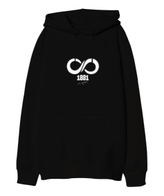 Atatürk 1881 10 Kasım Sonsuza Kadar Baskılı Siyah Oversize Unisex Kapüşonlu Sweatshirt - Tisho