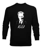 Atatürk 1881 Baskılı Siyah Erkek Sweatshirt - Tisho