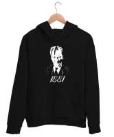 Atatürk 1881 Baskılı Siyah Unisex Kapşonlu Sweatshirt - Tisho