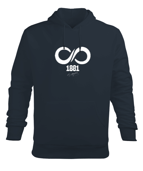 Atatürk 1881 Sonsuza Kadar Baskılı Füme Erkek Kapüşonlu Hoodie Sweatshirt - Tisho