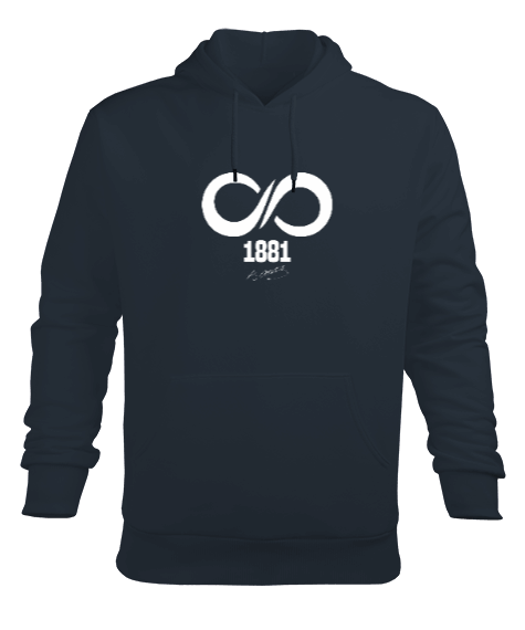 Tisho - Atatürk 1881 Sonsuza Kadar Baskılı Füme Erkek Kapüşonlu Hoodie Sweatshirt