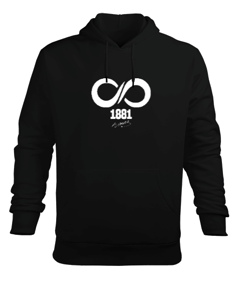 Tisho - Atatürk 1881 Sonsuza Kadar Baskılı Siyah Erkek Kapüşonlu Hoodie Sweatshirt