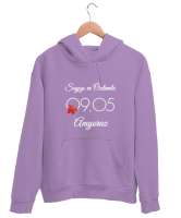 Atatürk 9:05 geçe Lila Unisex Kapşonlu Sweatshirt - Tisho